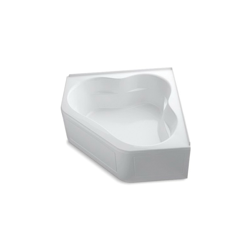 Kohler® 1160-GLA-0 Bathtub With Integral Apron and Integral Flange, Tercet®, BubbleMassage™, Clover, 60 in L x 60 in W, Center Drain, White