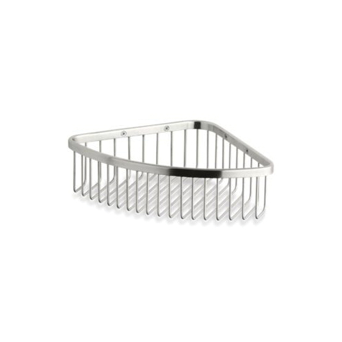 Kohler® 1897-BS Large Corner Shower Basket, 8-1/16 in W x 8-1/16 in D x 3 in H, Stainless Steel, Brushed Stainless Steel