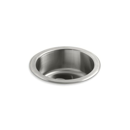 Kohler® 3341-NA Dual Mount Kitchen Sink, Undertone®, Round, 18-3/8 in W x 7-5/8 in D x 18-3/8 in H, Top/Under Mount, Stainless Steel