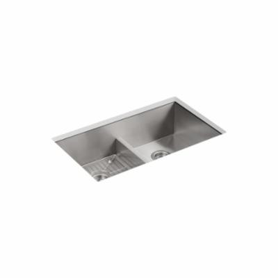 Kohler® 3838-4-NA Kitchen Sink, Vault™, Rectangular, 4 Faucet Holes, 33 in W x 9-5/16 in D x 22 in H, Top/Under Mount, Stainless Steel