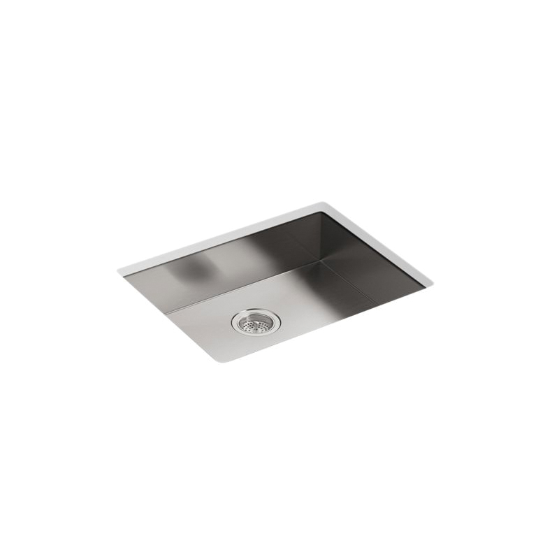 Kohler® 3894-4-NA Dual Mount Kitchen Sink, Vault™, Rectangular, 4 Faucet Holes, 25 in W x 6-5/16 in D x 22 in H, Top/Under Mount, Stainless Steel