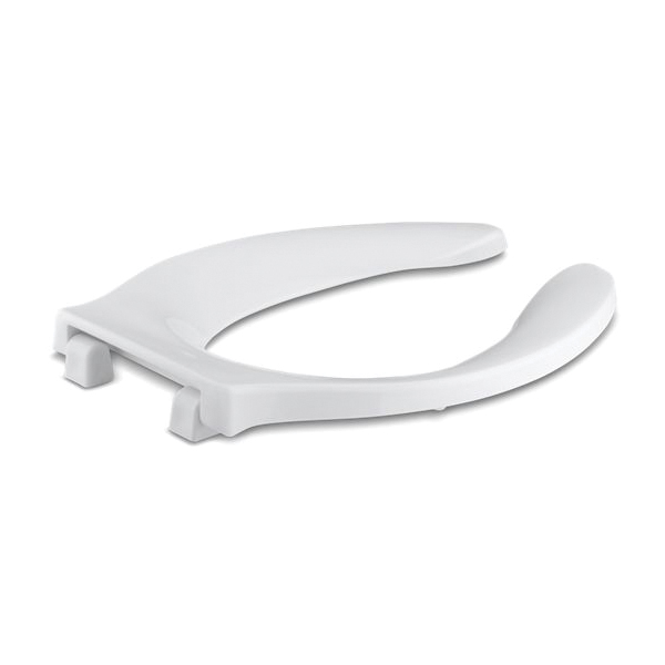 Kohler® 4731-C-0 Toilet Seat With Integrated Handle and Check Hinge, Stronghold®, Elongated Bowl, Open Front, Plastic, White, Check Hinge