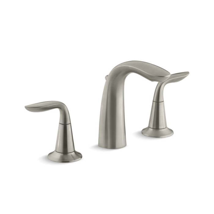 Kohler® 5317-4-BN Widespread Bathroom Sink Faucet, Refinia®, 1.2 gpm Flow Rate, 5-7/16 in H Spout, 8 to 16 in Center, Vibrant® Brushed Nickel, 2 Handles, Pop-Up Drain