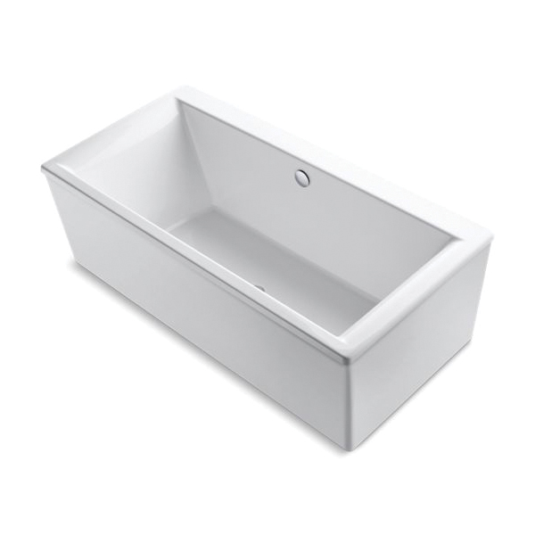 Kohler® 6366-0 Bathtub With Straight Shroud and Centre Drain, Stargaze™, Rectangular, 72 in L x 36 in W, Center Drain, White, Domestic