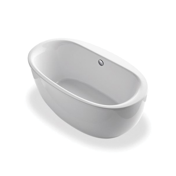Kohler® 6369-0 Bathtub With Fluted Shroud, Sunstruck®, Soaking Hydrotherapy, Oval, 66 in L x 36 in W, Center Drain, White, Domestic