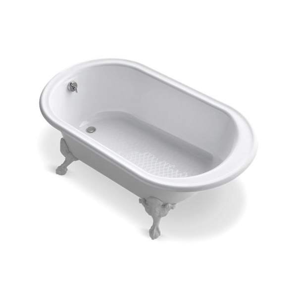 Kohler® 710-W-0 Bathtub With Reversible Drain, Iron Works® Historic™, Oval, 66 in L x 36 in W, End Drain, White, Domestic