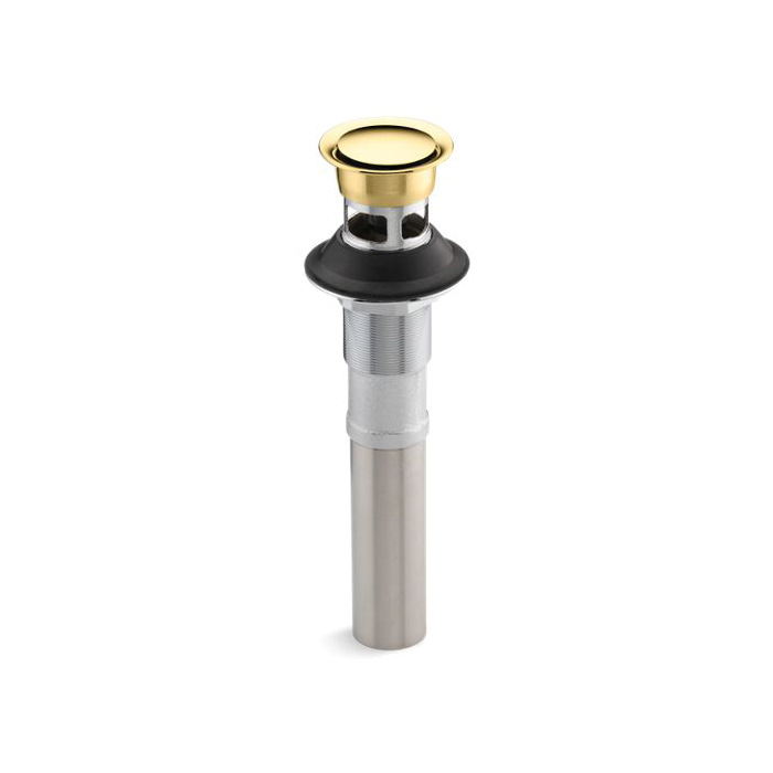 Kohler® 7124-A-PB Pop-Up Clicker Drain With Overflow, 1-1/4 in, Brass Drain, Vibrant® Polished Brass