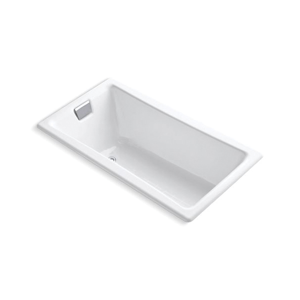 Kohler® 850-0 Bathtub With Reversible Drain, Tea-for-Two®, Soaking, Rectangular, 60 in L x 32 in W, End Drain, White