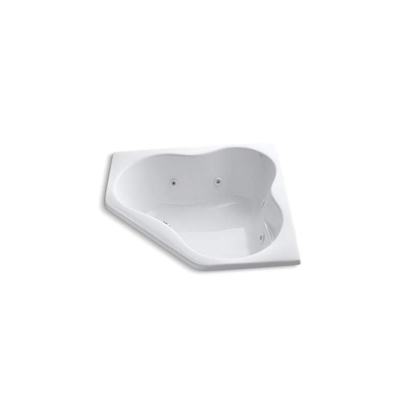 Kohler® 1154-H-0 Bathtub With Heater, ProFlex®, Whirlpool, Artistic, 54 in L x 54 in W, Center Drain, White