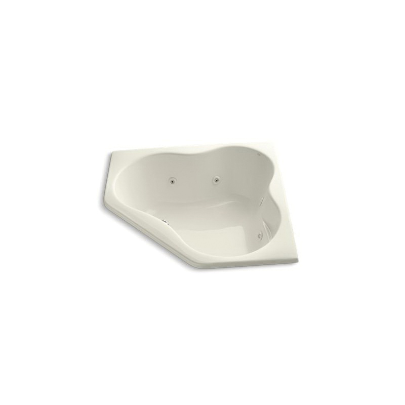 Kohler® 1154-HC-96 Bathtub With Custom Pump Location and Heater, ProFlex®, Whirlpool, Artistic, 54 in L x 54 in W, Center Drain, Biscuit