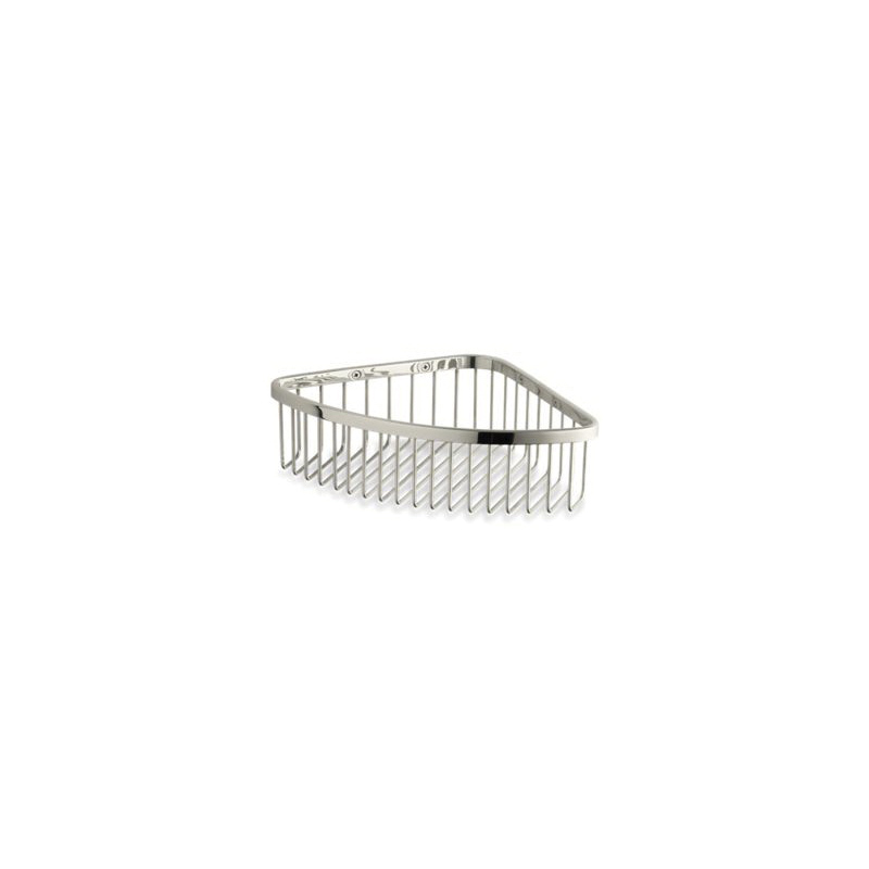 Kohler® 1897-SN Large Corner Shower Basket, 8-1/16 in W x 8-1/16 in D x 3 in H, Stainless Steel, Vibrant® Polished Nickel