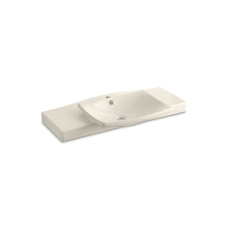 Kohler® 19034-1-47 Bathroom Sink With Overflow, Escale®, Round-In-Square, 39-3/4 in W x 20-5/16 in D x 6-7/8 in H, Pedestal/Vanity Top Mount, Fireclay, Almond