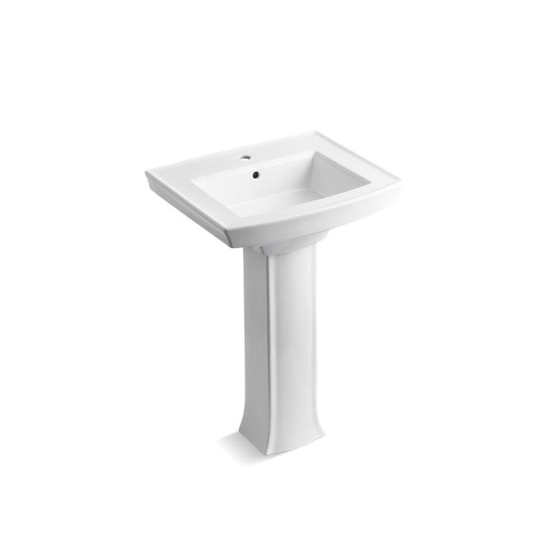 KOHLER Archer 20-7/16 in. Vitreous China Pedestal Sink Basin in White with Overflow Drain KOHLER Archer 20-7/16 in. Vitreous China Pedestal Sink Basin in White with Overflow Drain