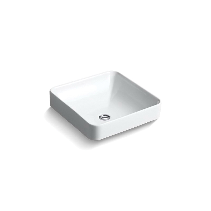 Kohler® 2661-0 Vessel Bathroom Sink With Overflow, Vox®, Squared Shape, 16-1/4 in W x 16-1/4 in D x 6-3/4 in H, Vitreous China, White