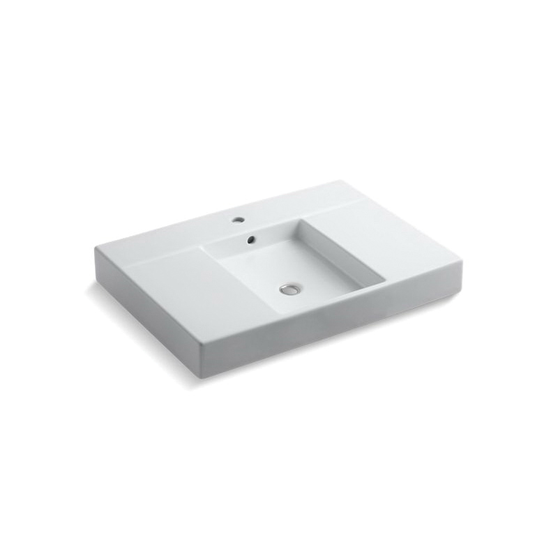 Kohler® 2955-1-0 Bathroom Sink With Overflow, Traverse®, Rectangular, 30-1/2 in W x 21-1/2 in D x 5-1/4 in H, Above Counter/ITB Mount, Fireclay, White