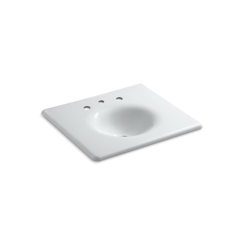 Kohler® 3048-8-0 Bathroom Sink, Iron/Impressions®, Round, 4 in Faucet Hole Spacing, 25-5/8 in W x 22-1/4 in D x 6-1/2 in H, ITB/Vanity Top Mount, Enameled Cast Iron, White