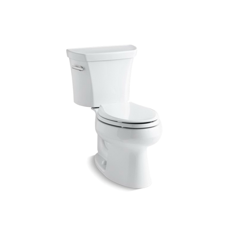 Kohler® 3998-0 Wellworth® 2-Piece Toilet, Elongated Front Bowl, 14-1/2 in H Rim, 12 in Rough-In, 1.28 gpf Flush Rate, White