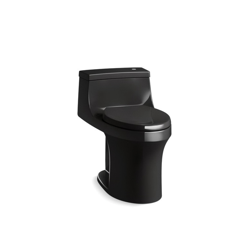 Kohler® 4000-7 San Souci® Comfort Height® 1-Piece Toilet, Elongated Front Bowl, 16-1/2 in H Rim, 12 in Rough-In, 1.28 gpf Flush Rate, Black