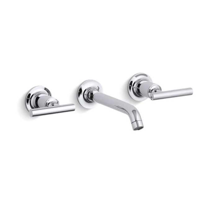 Kohler® T14413-4-CP Widespread Bathroom Sink Faucet Trim, Purist®, 1.2 gpm Flow Rate, 8 in Center, Polished Chrome, 2 Handles, Function: Traditional