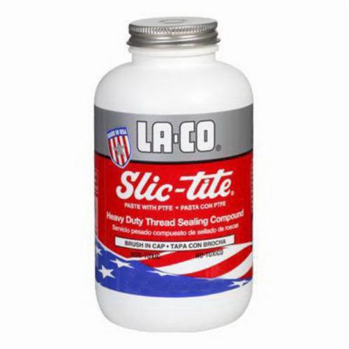 LA-CO® Slic-Tite® 042019 Heavy Duty Thread Sealant Paste With PTFE, 0.5 pt Brush In Cap Bottle, Solid Form, White, 1.48