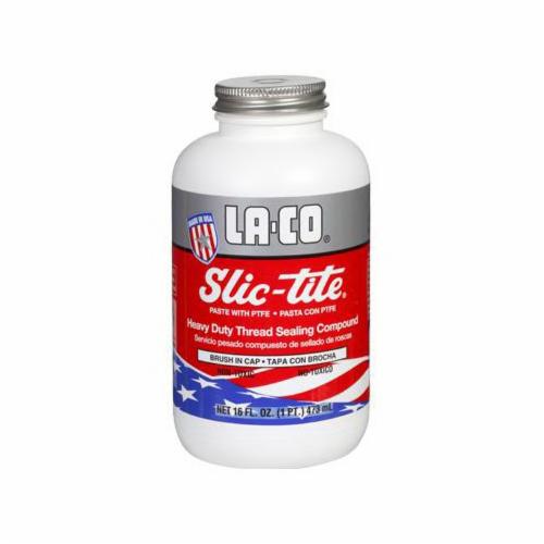 LA-CO® 042029 Slic-Tite® Premium Grade Pipe Thread Sealant, 1 pt Brush In Cap Bottle, Liquid Form, White, 1.48