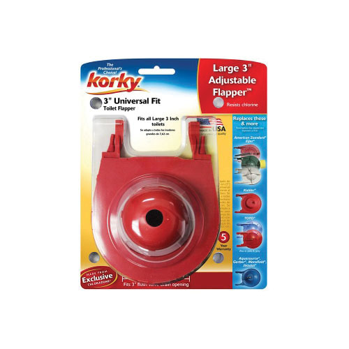 thumbnail interactive-video image 1 of Korky 3060BP Universal 3-Inch Toilet Flapper - 2 Pack, Red (Fits Most Toilets) 1 of 14