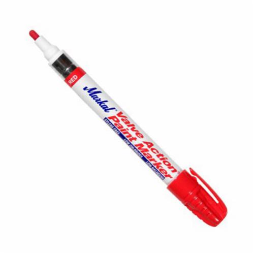 Markal® 096822 Valve Action® Liquid Paint Marker, 1/8 in Bullet/Medium Tip, Fiber Nib/Metal Barrel, Red