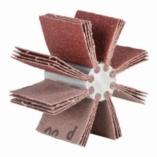 product Merit® 08834154101 B-410 5-Ply Plain Flap Coated Bore Polisher, 1-1/2 in ID x 2-1/2 in OD Dia, P80 Grit, Medium Grade, Aluminum Oxide Abrasive