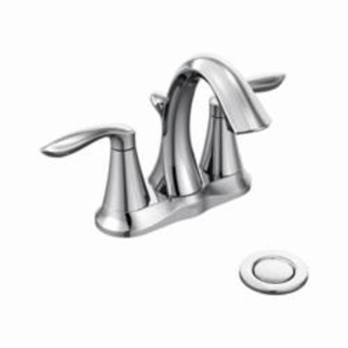 Moen® 6410 Centerset Bathroom Faucet, Eva®, Polished Chrome, 2 Handles, Metal Pop-Up Drain, 1.5 gpm Flow Rate