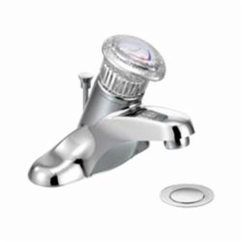 Moen® 64621 Mini-Widespread Lavatory Faucet, Chateau®, 1.5 gpm, 1-3/4 in H Spout, 4 in Center, Polished Chrome, 1 Handle, 50/50 Pop-Up Drain, Domestic