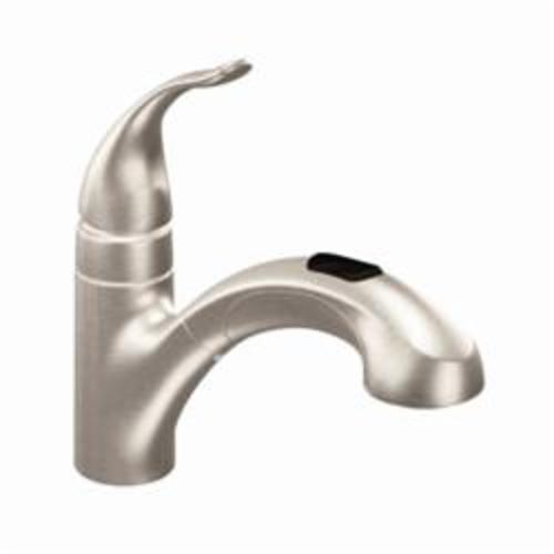 Moen® 67315SRS Kitchen Faucet, 1.5 gpm, 120 deg Spout, Spot Resist® Stainless Steel, 1 Handle, 1/3 Faucet Holes, Domestic