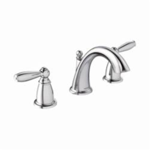 Moen® T6620 Widespread Bathroom Faucet, Brantford™, 1.5 gpm Flow Rate, 3-1/2 in H Spout, 8 to 16 in Center, Polished Chrome, 2 Handles, Pop-Up Drain, Domestic