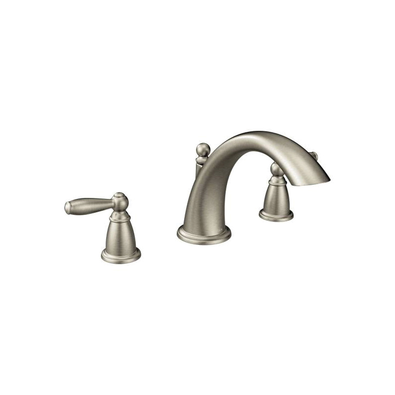 Moen® T933BN Brantford™ Roman Tub Faucet, 10 in Center, Brushed Nickel, 2 Handles, Function: Traditional, Domestic