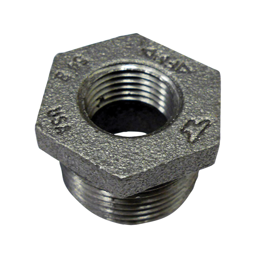 SPF/Anvil™ 0819908898 FIG 3383 Hex Head Pipe Bushing, 2 x 4 in Nominal, MNPT x FNPT End Style, 150 lb, Malleable Iron, Galvanized, Import