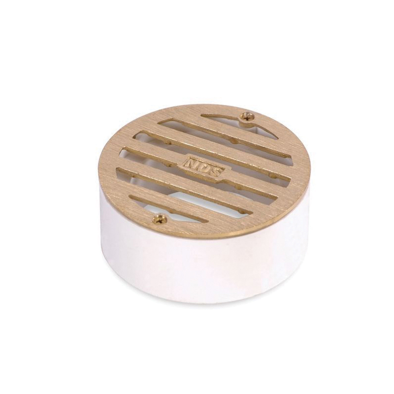 NDS® 910B Heel-Proof Grate With PVC Collar and Brass Screws, 4 in Dia, 16.06 gpm at 1/2 in Head, 3 and 4 in Pipe, Round Shape, Domestic