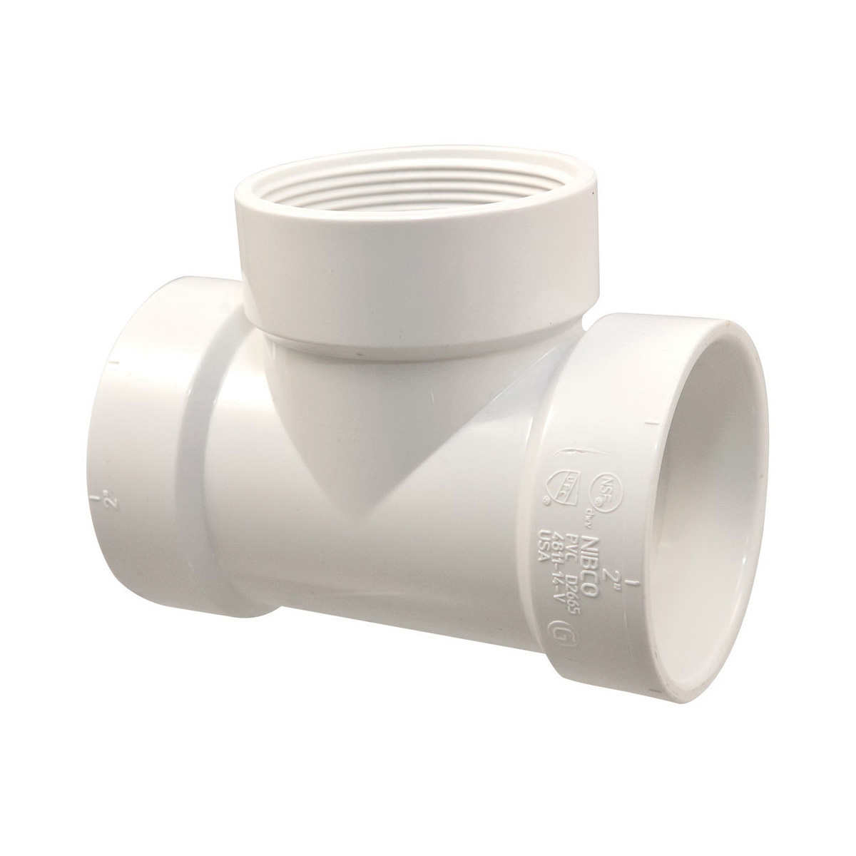 Nibco® 481114V Straight DWV Test Tee Without Plug, 3 in, Hub x Hub x