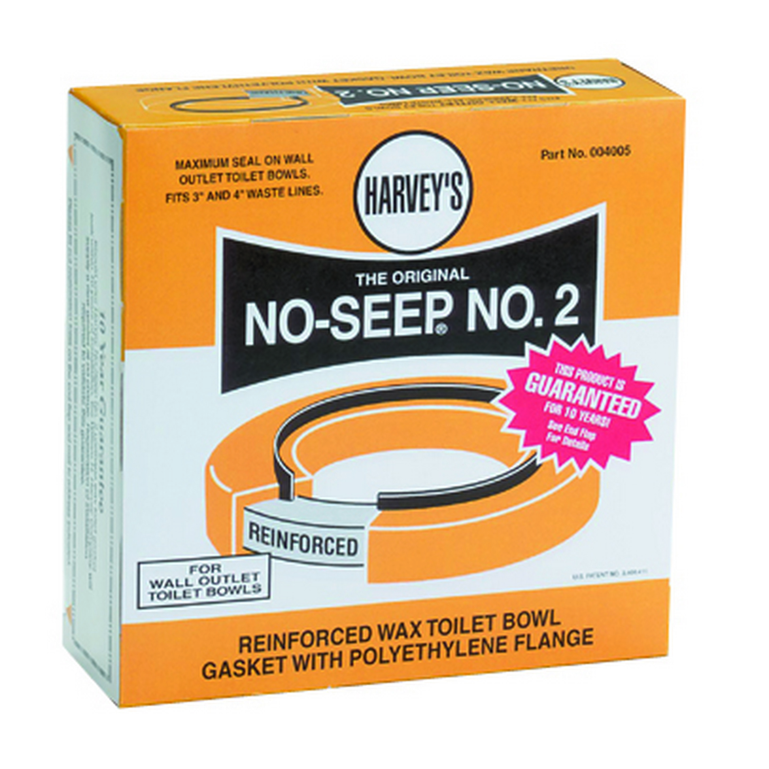 William H. Harvey 004005 No-Seep® No. 2 Specialty Reinforced Wax Gasket With Plastic Flange, For Use With 3 and 4 in Waste Lines