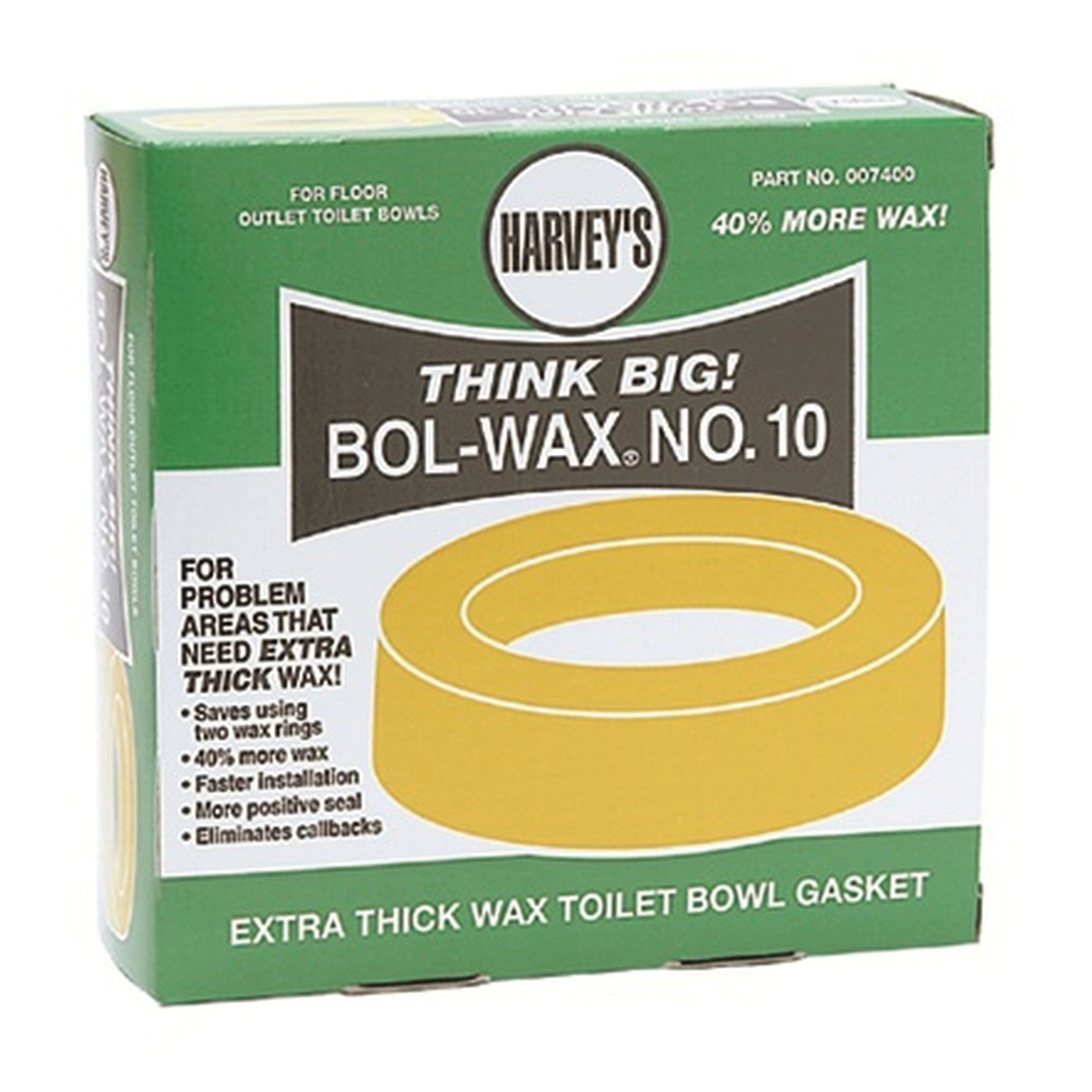 Harvey® 007400 Bol-Wax® No. 10 Standard Extra-Thick Wax Gasket, For Use With Floor Closet Bowl