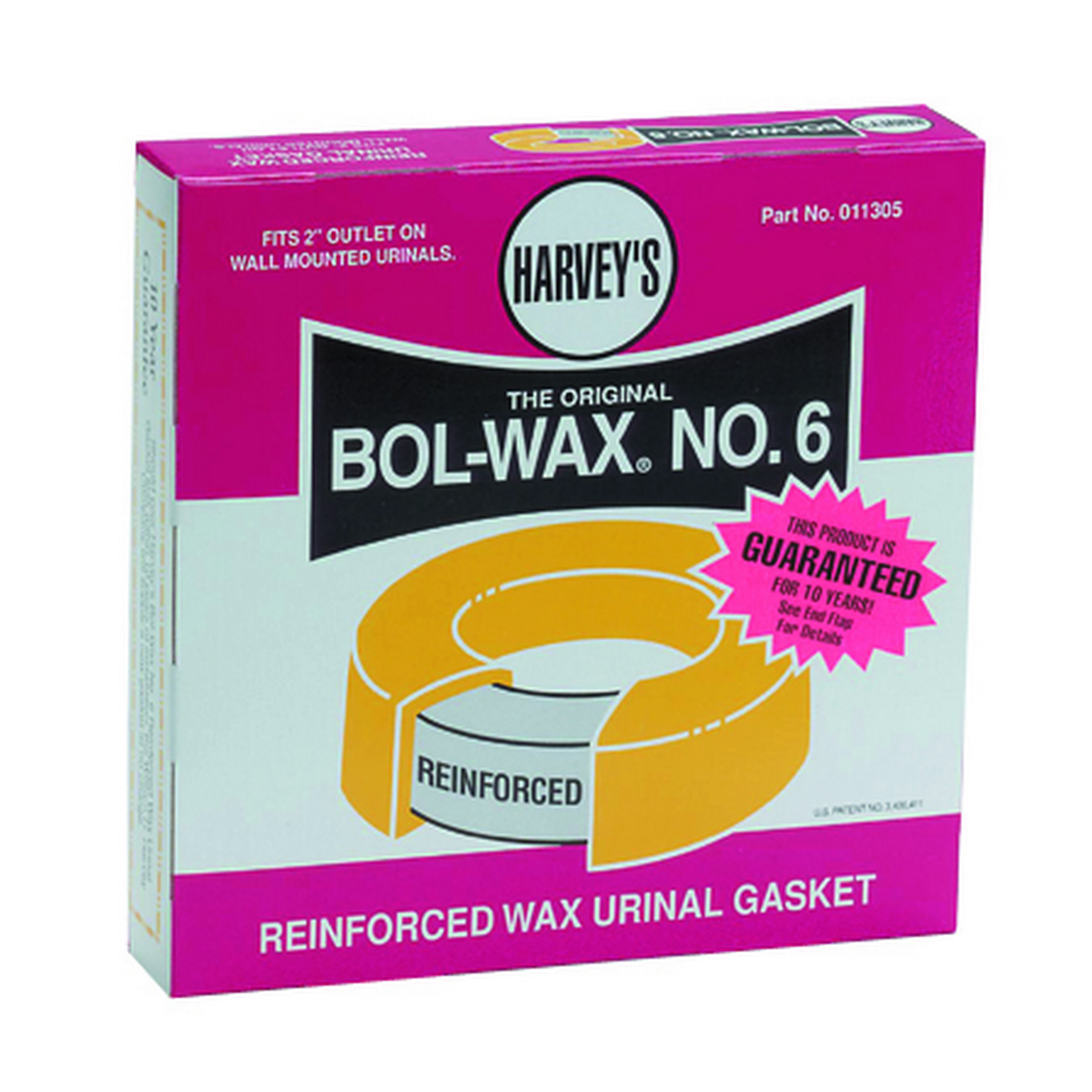 William H. Harvey 011305 Bol-Wax® No. 6 Specialty Reinforced Wax Gasket, For Use With Floor or Wall Outlet Toilet Bowl