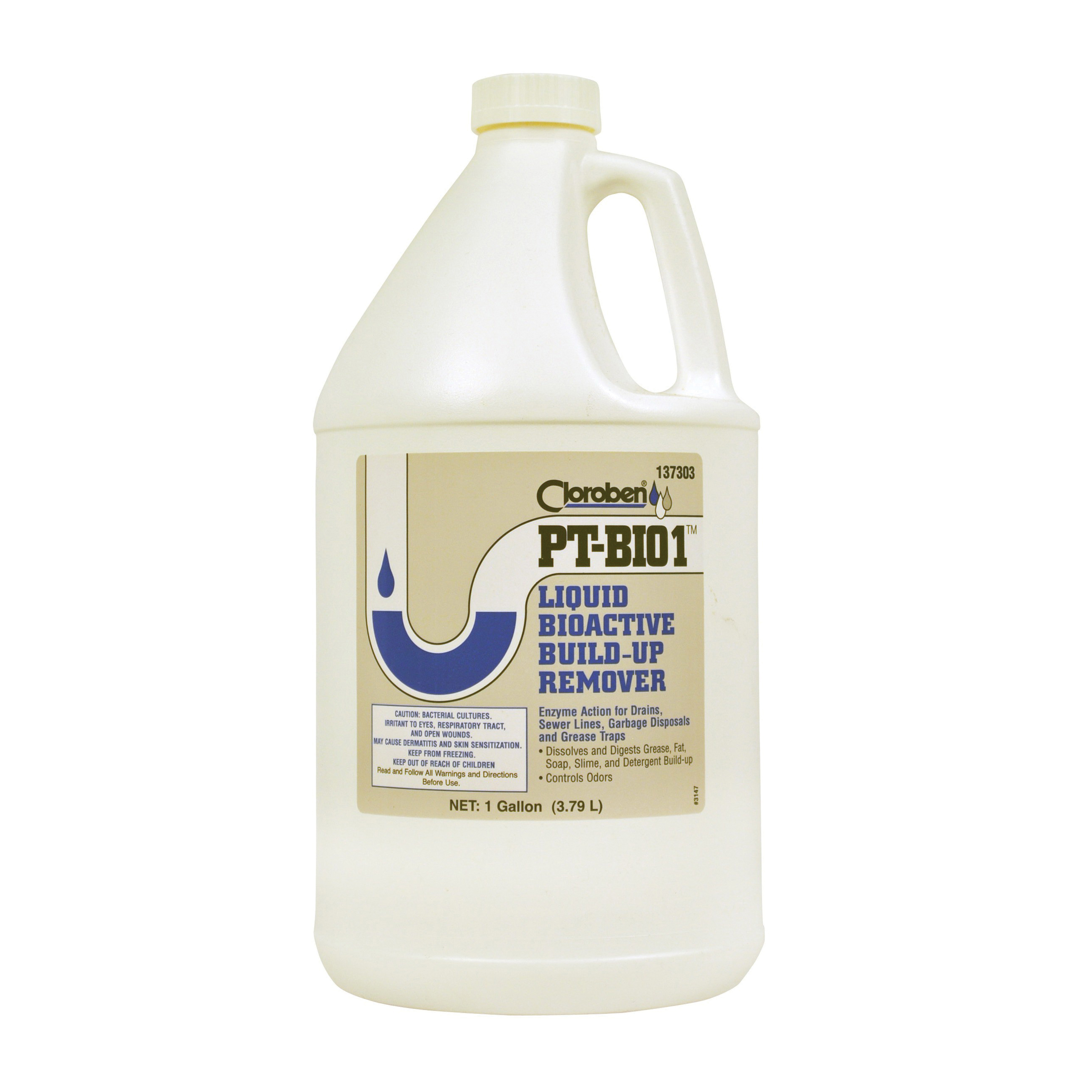 Hercules® PT-BIO1™ 137303 Drain Cleaner, 1 gal, Liquid, Off-White