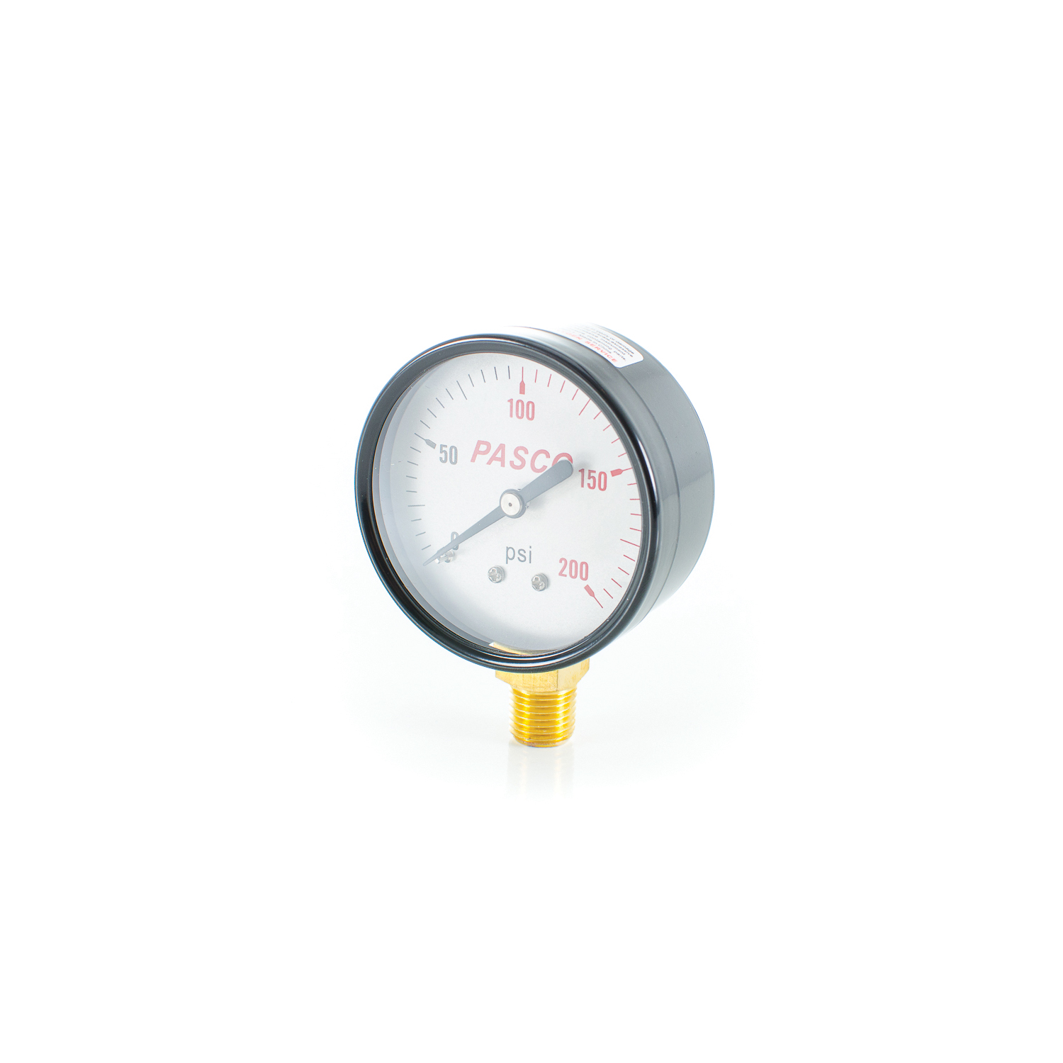PASCO 1743 Pressure Gauge, 200 psi, 1/4 in MNPT Connection, 2-1/2 in Dial