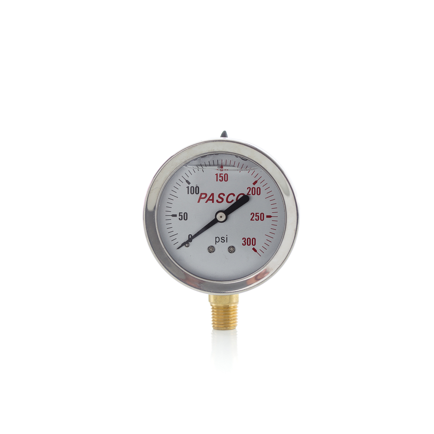 PASCO 1777 Pressure Gauge, 0 to 300 psi, 1/4 in MNPT Connection, 2-1/2 in Dial, +/- 3-2-3 %