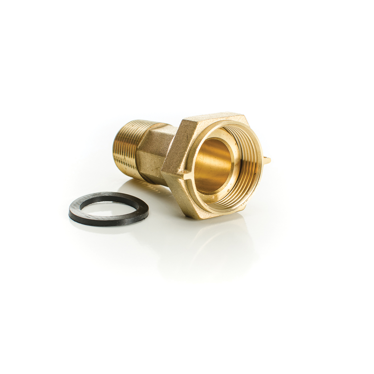 PASCO 7602 Water Meter Coupling With Washer, 1-1/4 x 1 in Nominal, MNPT x FNPT End Style, Brass