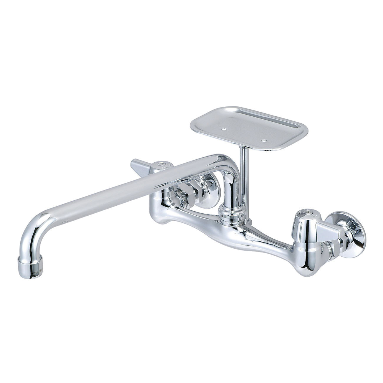 Central Brass 0048-UA3 Kitchen Faucet, 1.5 gpm Flow Rate, 7-7/8 to 8-1/8 in Center, Swivel Tubular Spout, Polished Chrome, 2 Handles
