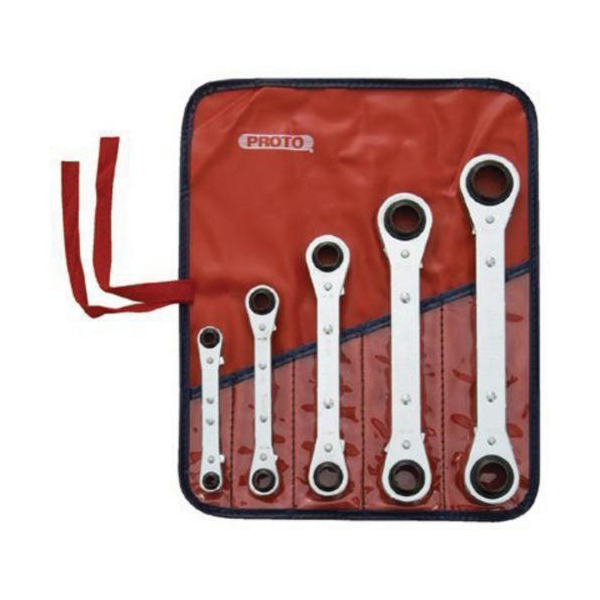 product Proto® J1190MA Ratcheting Box Wrench Set, Metric, 7 x 8 to 15 x 17 mm Drive, 5 Pieces, Full Polished