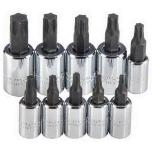 product Proto® J4900MA-TT Socket Bit Set, Metric, 4 to 17 mm Hex, 3/8, 1/2 in Drive, 10 Pieces, Polished Chrome