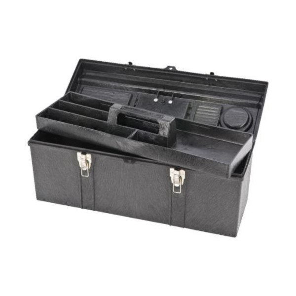 Portable Metal Toolbox with Tote Tray