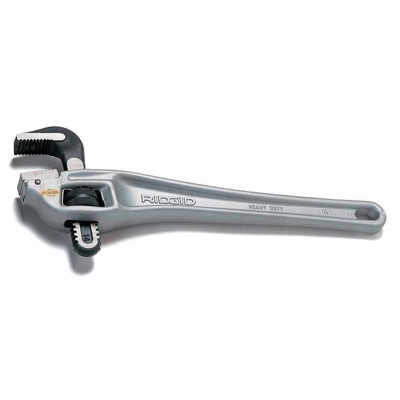 RIDGID® 31125 18 Series Offset Pipe Wrench, 2-1/2 in Pipe, 18 in OAL, Hook Jaw, Aluminum Handle, Standard Adjustment, Gray