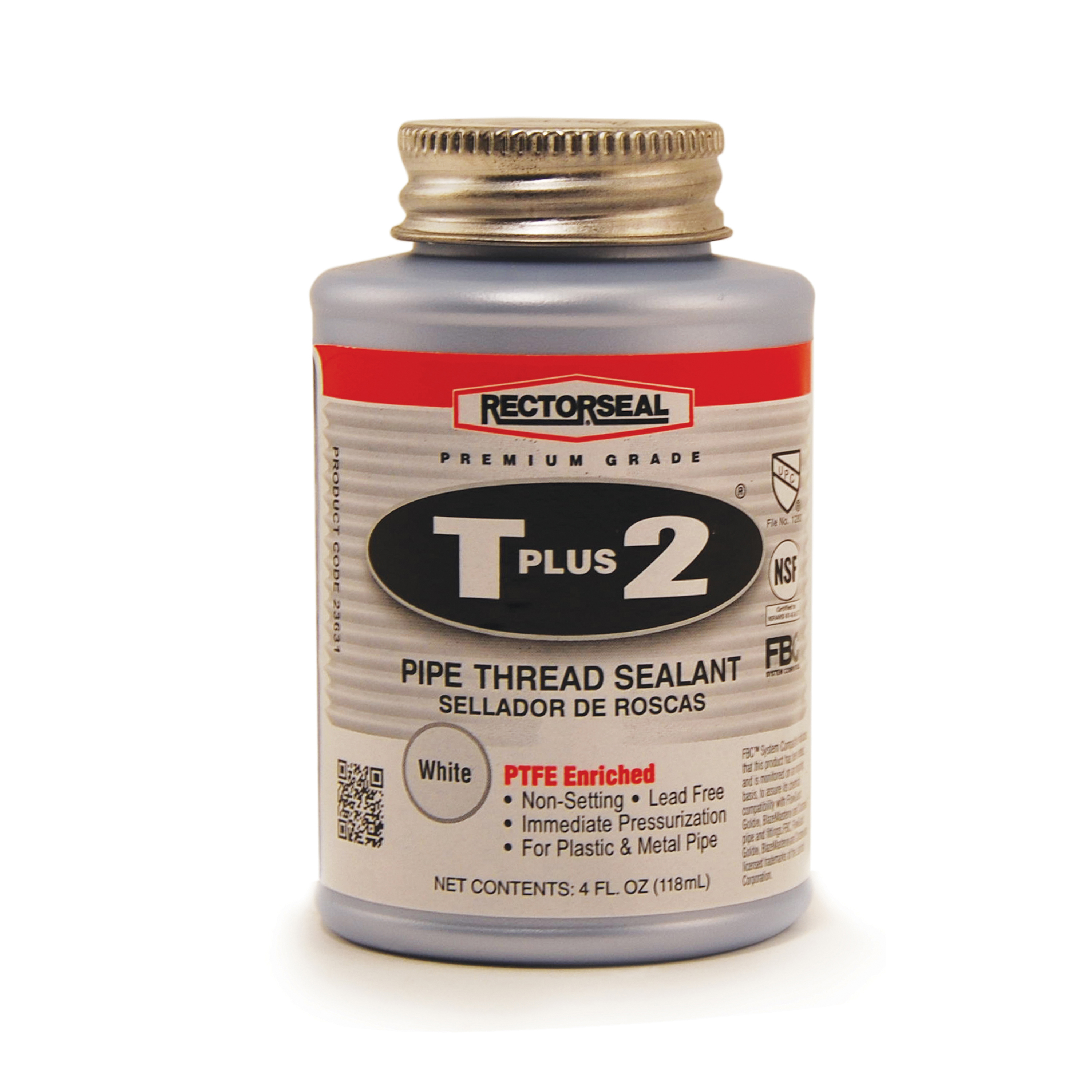 RectorSeal® T Plus 2® 23633 Pipe Thread Sealant, 0.25 pt Can, Paste Form, White, 1.32