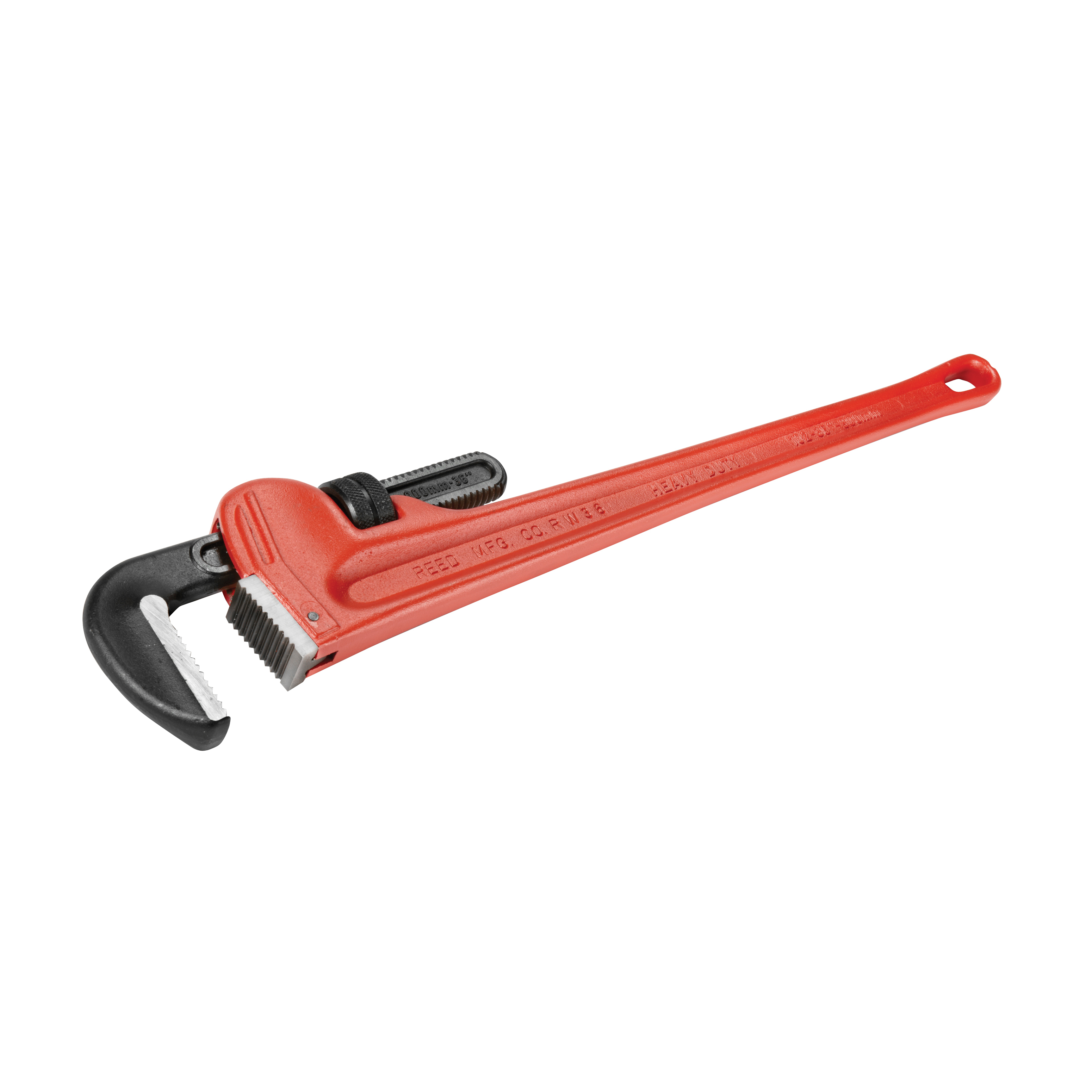 Reed 02180 Heavy Duty Straight Pipe Wrench, 1/4 to 5 in Pipe, 36 in OAL, Heel Jaw, Ductile Iron Handle